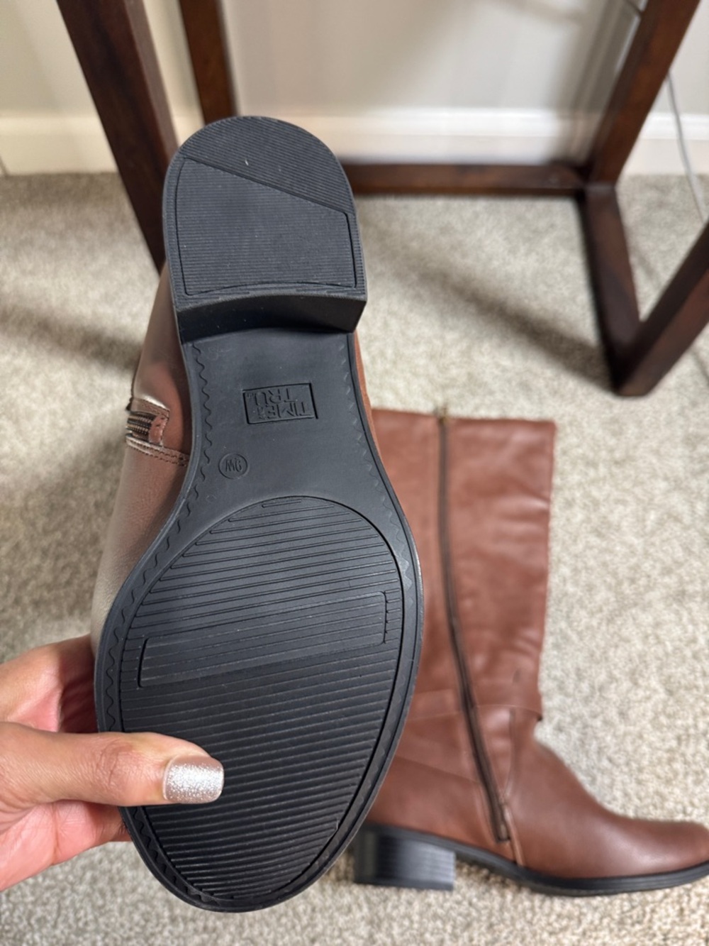 Time and Tru Tall Brown Riding Boots with Side Zip - Picture 8 of 9